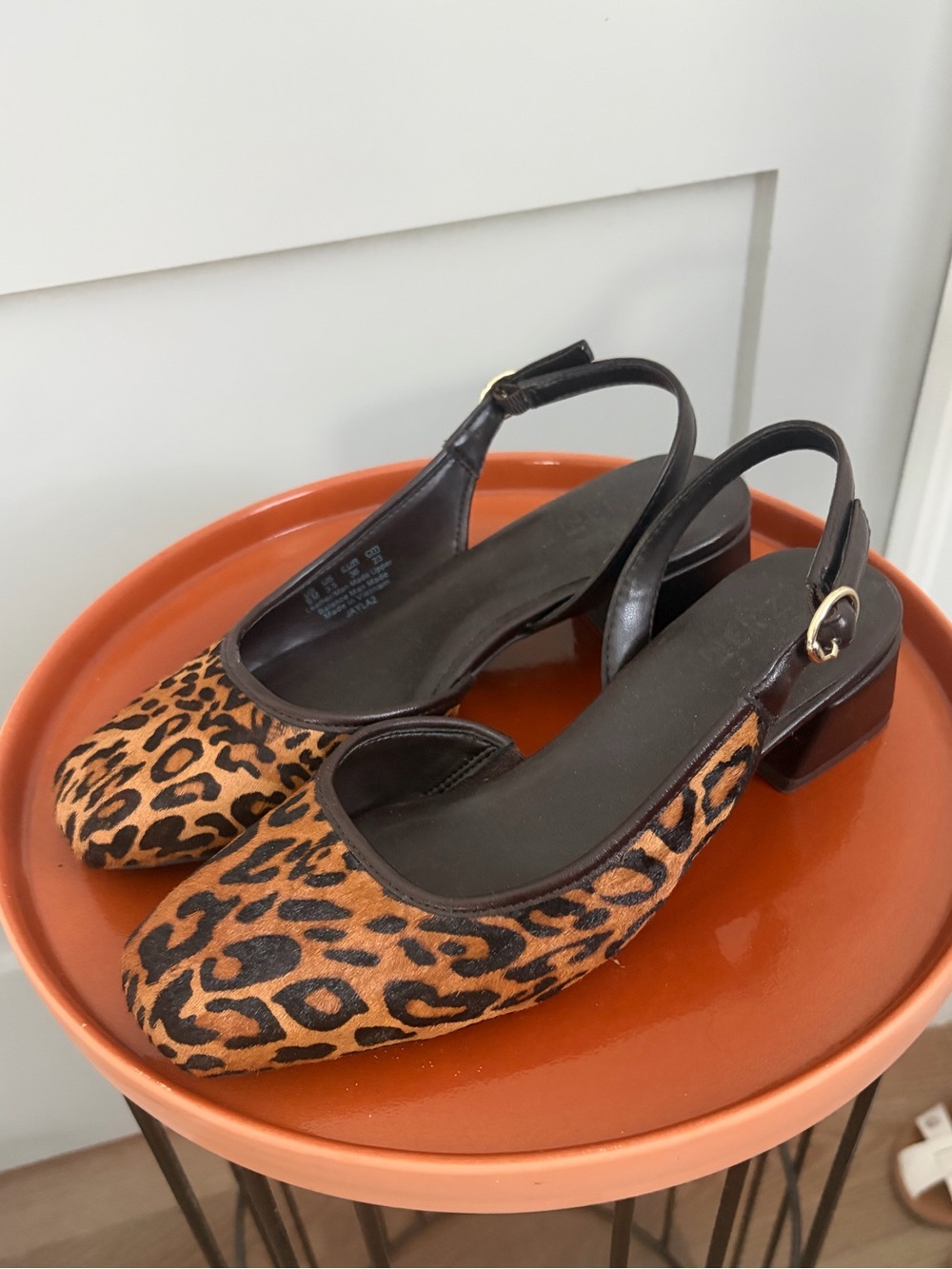 Naturalizer Leopard Print Slingback Block Heel Pumps - Brown/Black